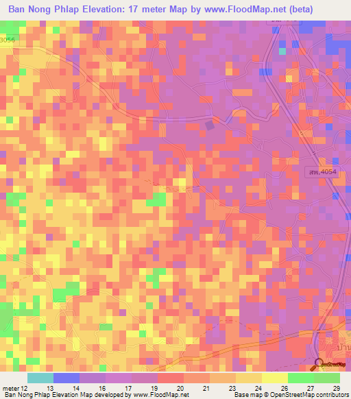 Ban Nong Phlap,Thailand Elevation Map