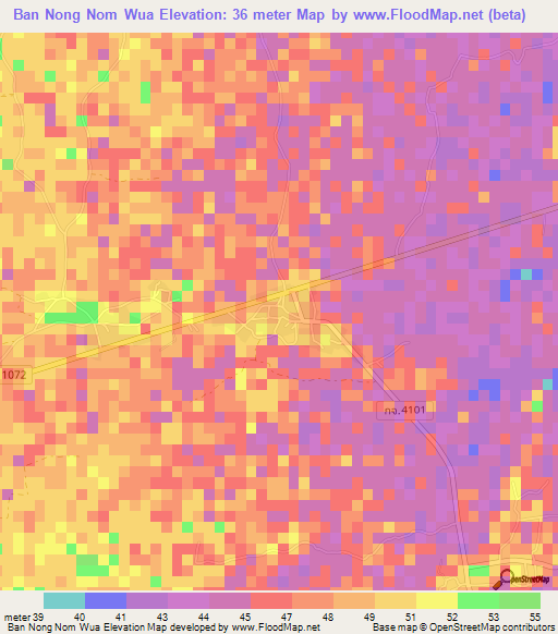 Ban Nong Nom Wua,Thailand Elevation Map