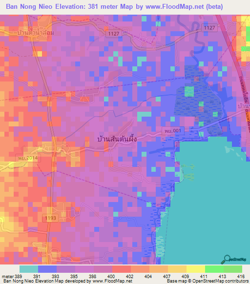 Ban Nong Nieo,Thailand Elevation Map