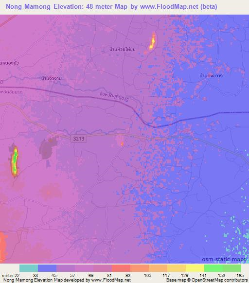 Nong Mamong,Thailand Elevation Map