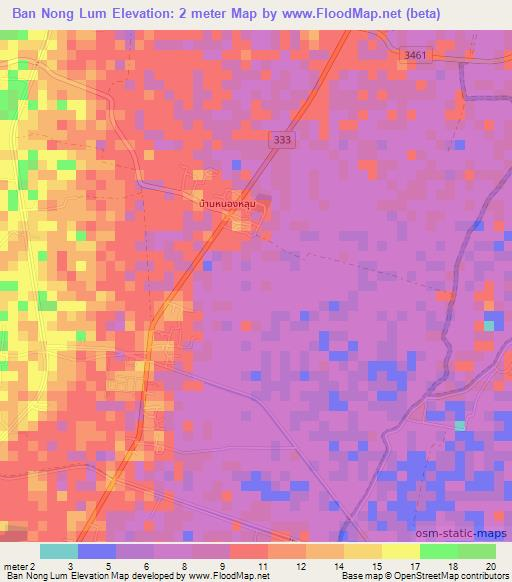 Ban Nong Lum,Thailand Elevation Map