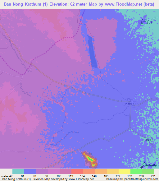 Ban Nong Krathum (1),Thailand Elevation Map