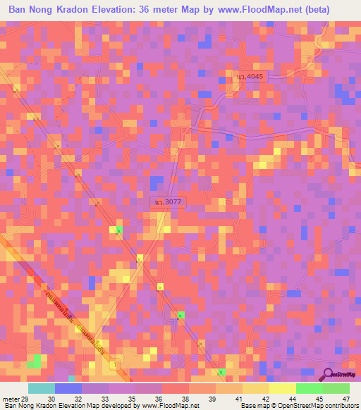 Ban Nong Kradon,Thailand Elevation Map