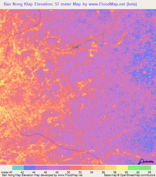 Ban Nong Klap,Thailand Elevation Map