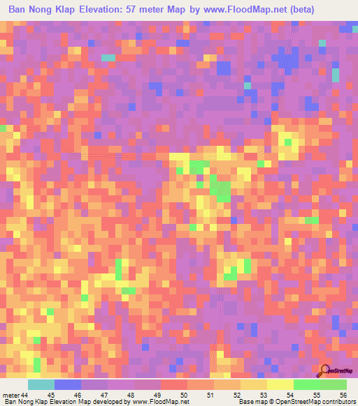 Ban Nong Klap,Thailand Elevation Map