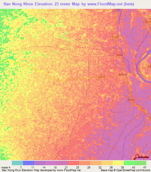 Ban Nong Khun,Thailand Elevation Map