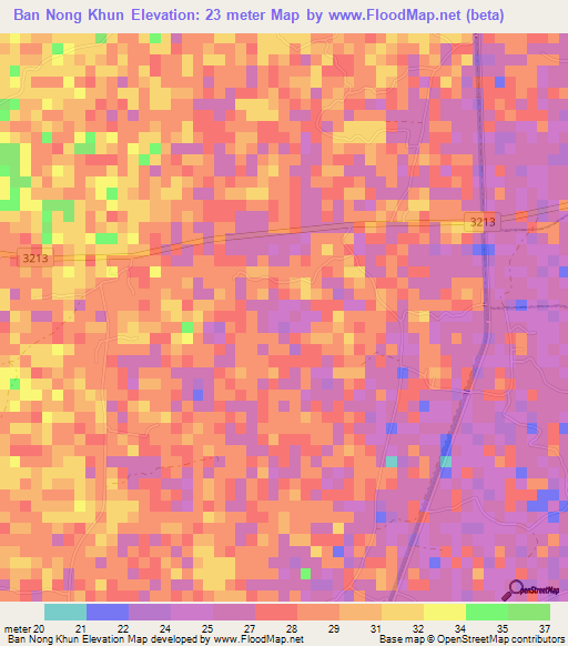 Ban Nong Khun,Thailand Elevation Map