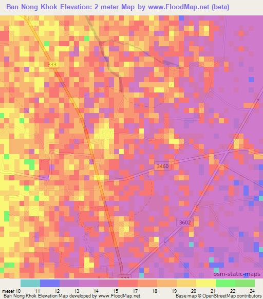 Ban Nong Khok,Thailand Elevation Map