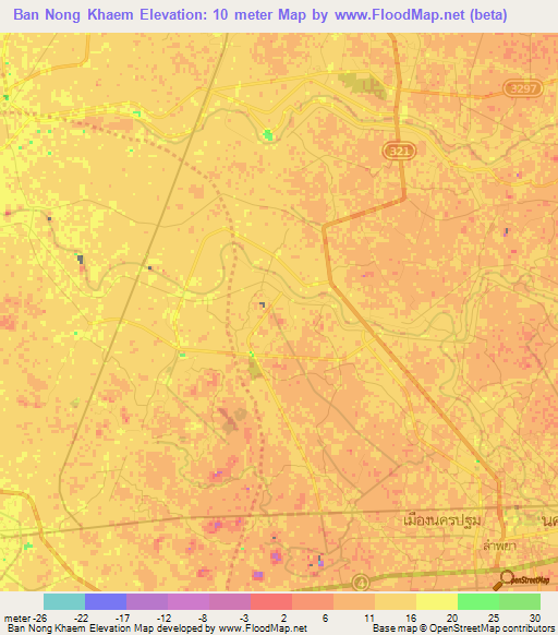 Ban Nong Khaem,Thailand Elevation Map