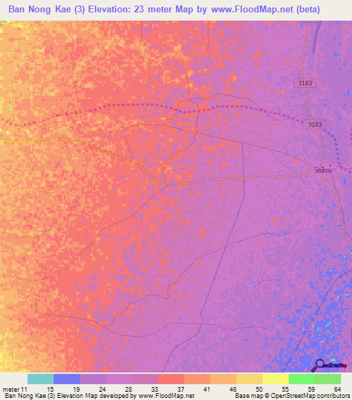 Ban Nong Kae (3),Thailand Elevation Map