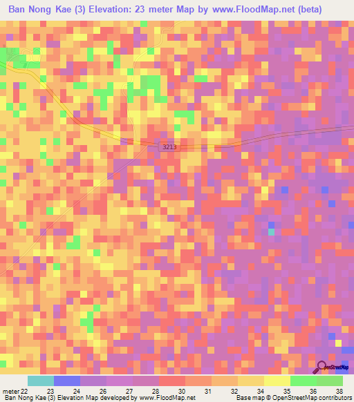 Ban Nong Kae (3),Thailand Elevation Map