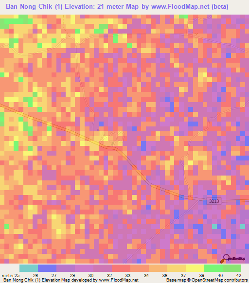 Ban Nong Chik (1),Thailand Elevation Map