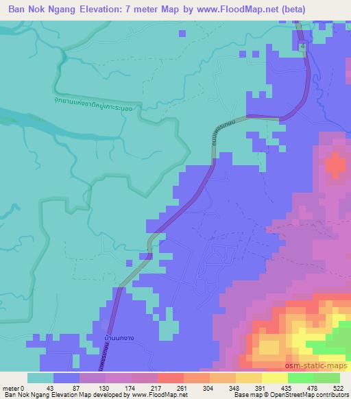 Ban Nok Ngang,Thailand Elevation Map