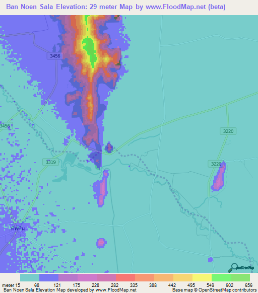 Ban Noen Sala,Thailand Elevation Map