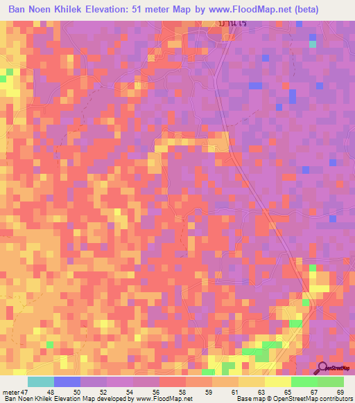 Ban Noen Khilek,Thailand Elevation Map
