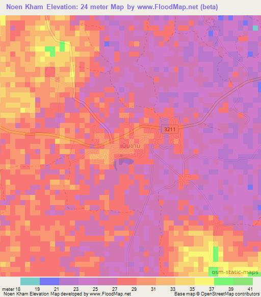 Noen Kham,Thailand Elevation Map