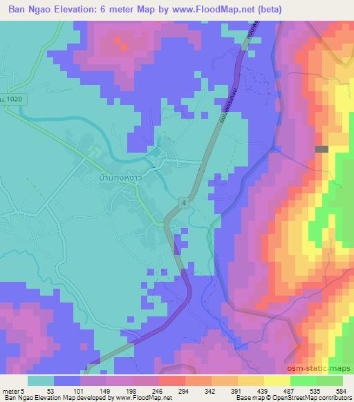 Ban Ngao,Thailand Elevation Map