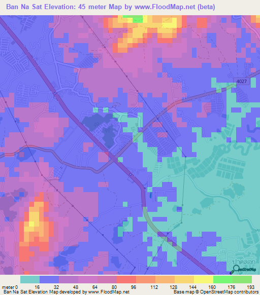 Ban Na Sat,Thailand Elevation Map