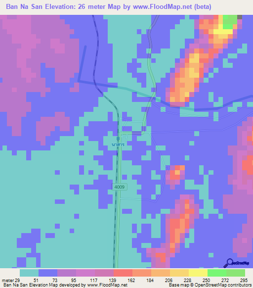 Ban Na San,Thailand Elevation Map