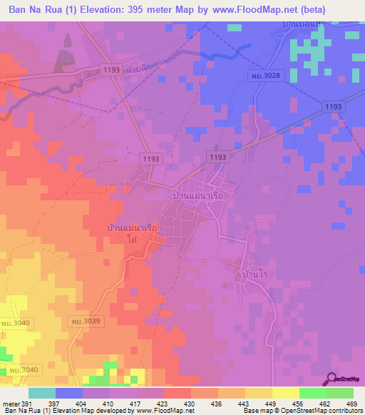 Ban Na Rua (1),Thailand Elevation Map