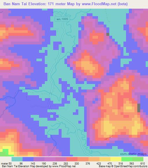 Ban Nam Tai,Thailand Elevation Map