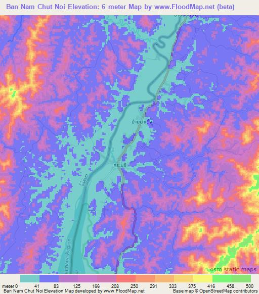 Ban Nam Chut Noi,Thailand Elevation Map