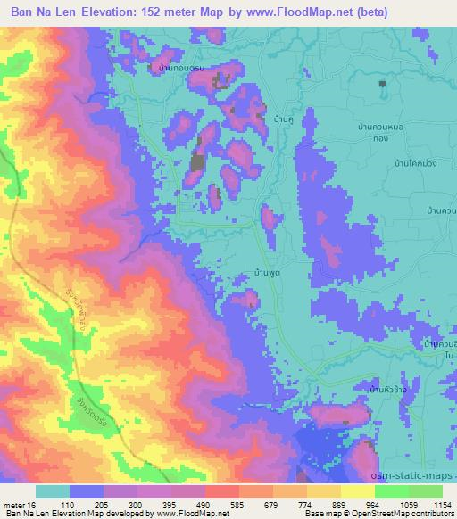 Ban Na Len,Thailand Elevation Map