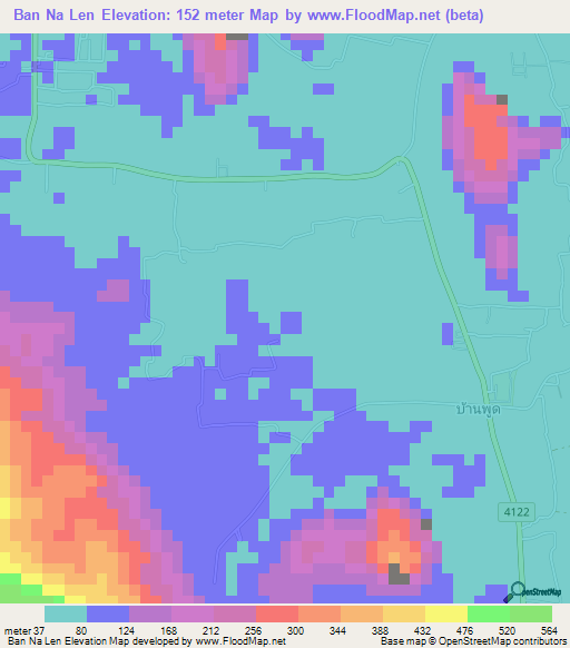 Ban Na Len,Thailand Elevation Map