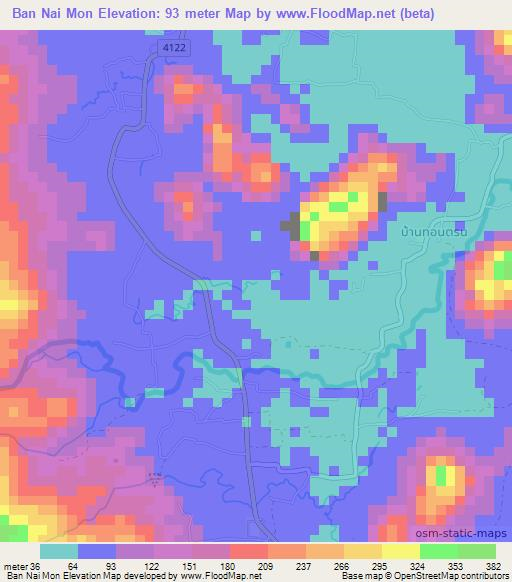 Ban Nai Mon,Thailand Elevation Map