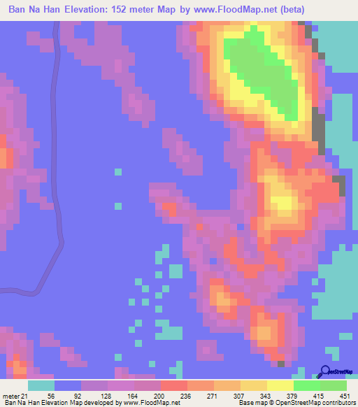 Ban Na Han,Thailand Elevation Map
