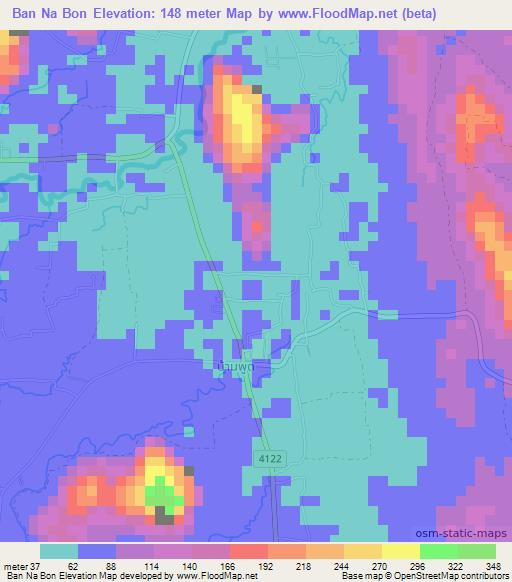 Ban Na Bon,Thailand Elevation Map