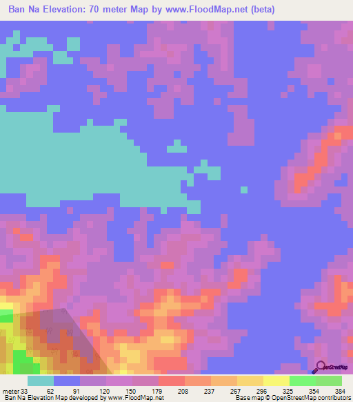Ban Na,Thailand Elevation Map