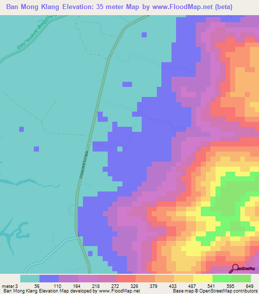 Ban Mong Klang,Thailand Elevation Map