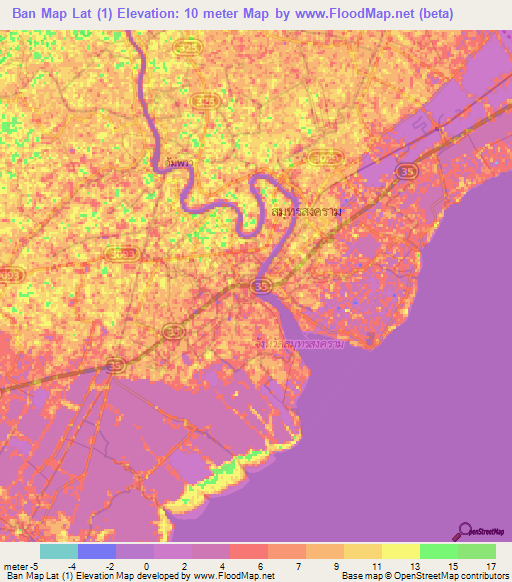 Ban Map Lat (1),Thailand Elevation Map