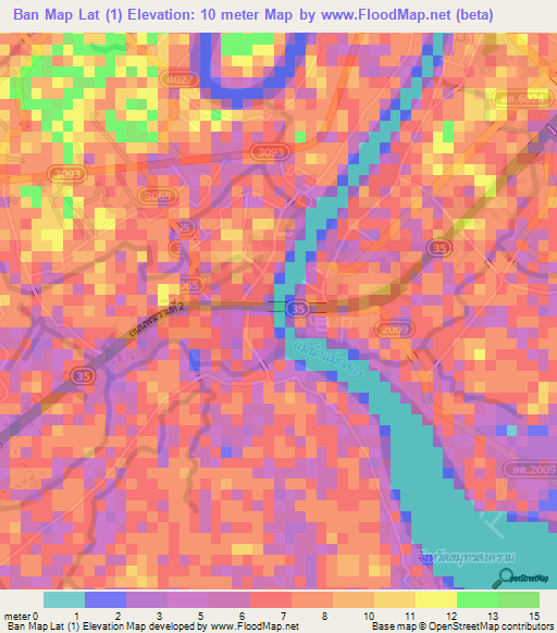 Ban Map Lat (1),Thailand Elevation Map