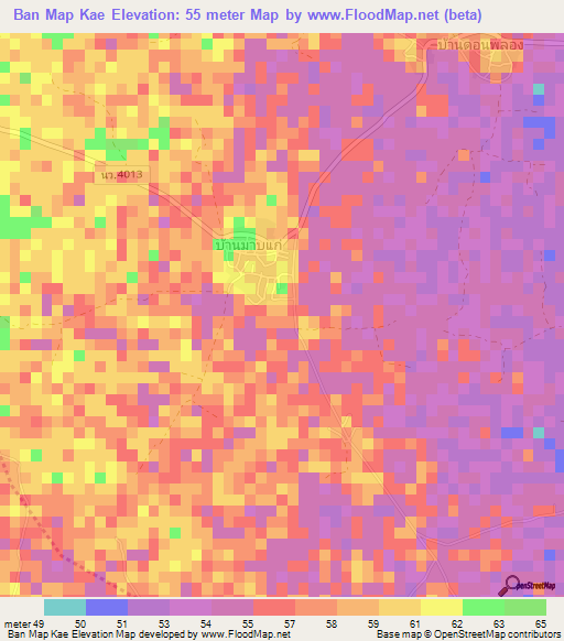 Ban Map Kae,Thailand Elevation Map