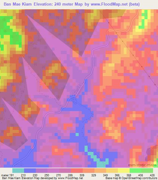 Ban Mae Kiam,Thailand Elevation Map