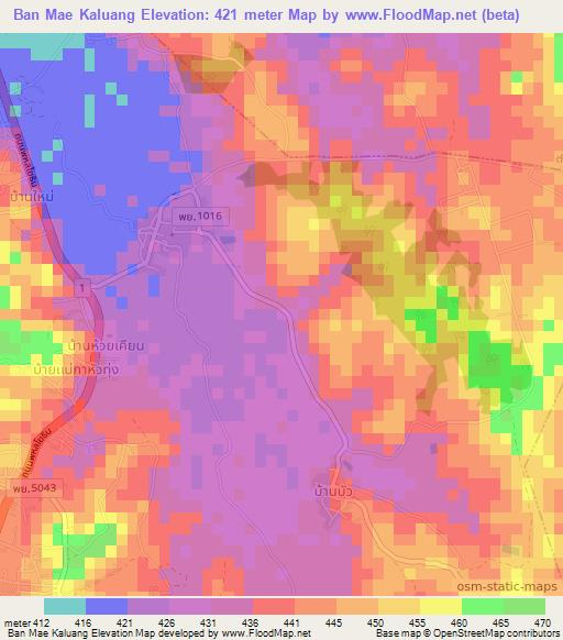 Ban Mae Kaluang,Thailand Elevation Map