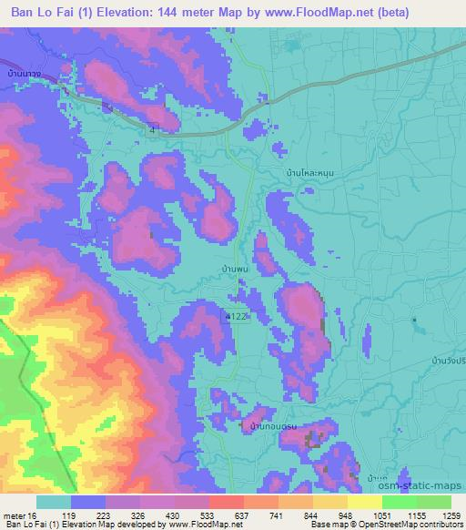 Ban Lo Fai (1),Thailand Elevation Map