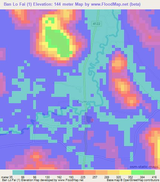 Ban Lo Fai (1),Thailand Elevation Map