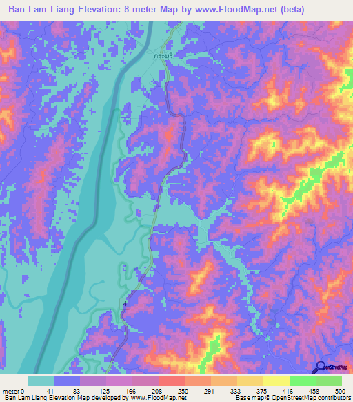 Ban Lam Liang,Thailand Elevation Map