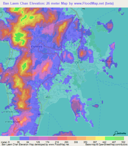 Ban Laem Chan,Thailand Elevation Map