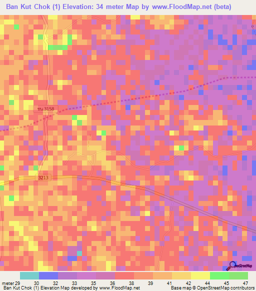 Ban Kut Chok (1),Thailand Elevation Map