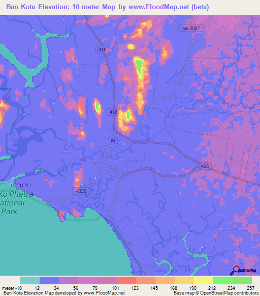 Ban Kota,Thailand Elevation Map