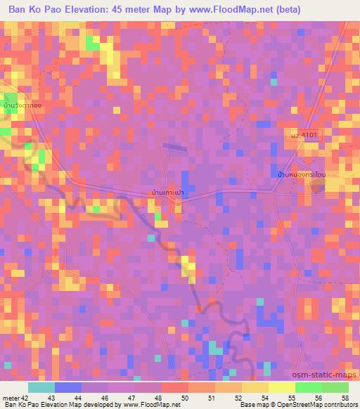 Ban Ko Pao,Thailand Elevation Map