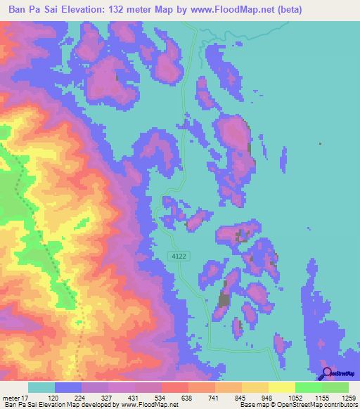 Ban Pa Sai,Thailand Elevation Map