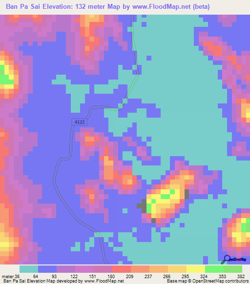 Ban Pa Sai,Thailand Elevation Map