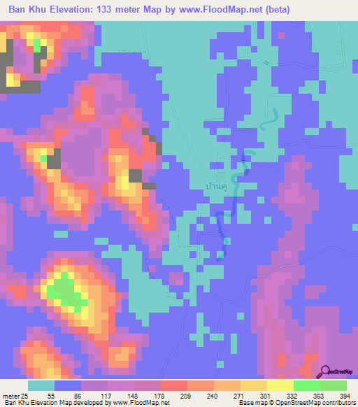 Ban Khu,Thailand Elevation Map