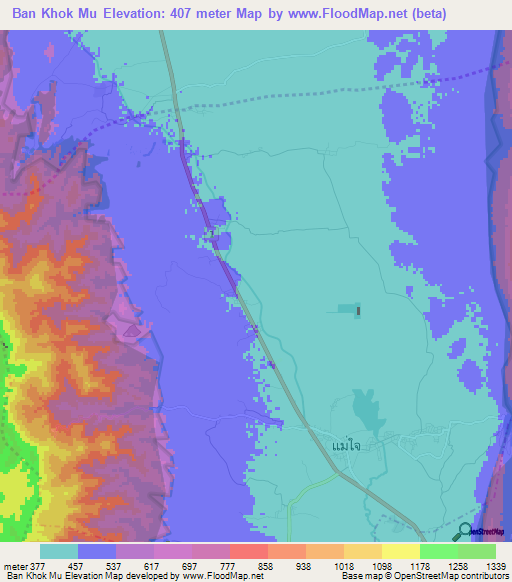 Ban Khok Mu,Thailand Elevation Map