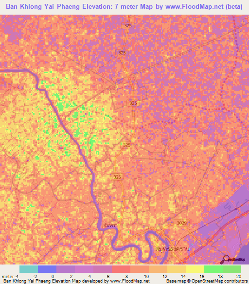 Ban Khlong Yai Phaeng,Thailand Elevation Map